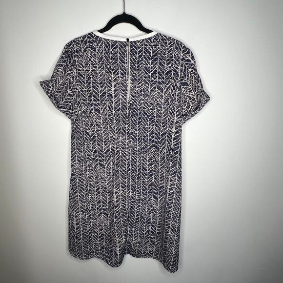 Sea New York Navy Chevron Silk Shift Mini Dress Size 8 - Picture 5 of 8
